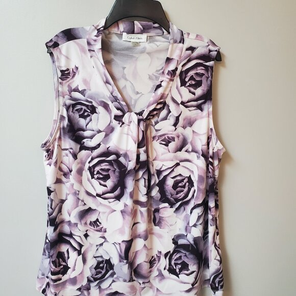 Calvin Klein Sleeveless Blouse with Twisted Cowl Neckline - Picture 1 of 4